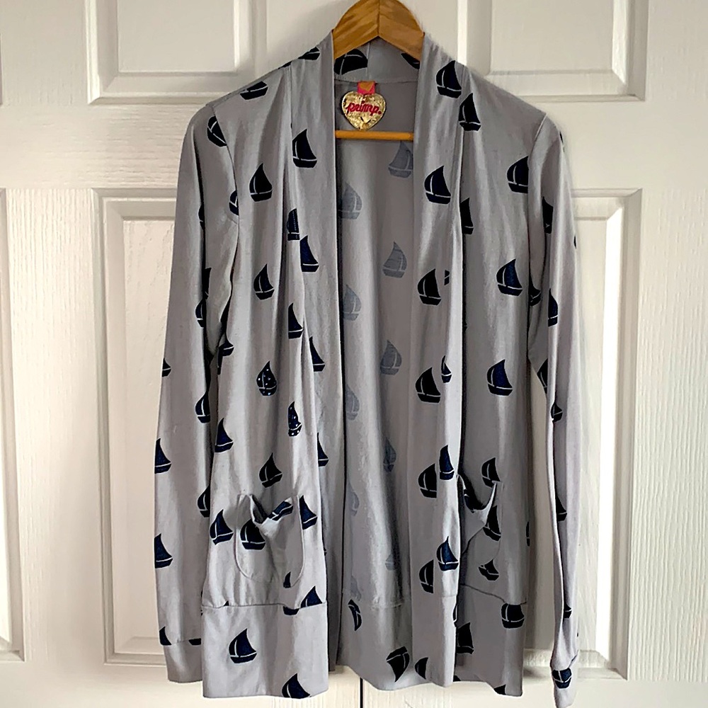 Primp Sailboat Pullover Long Sleeve Top Size L Blue
